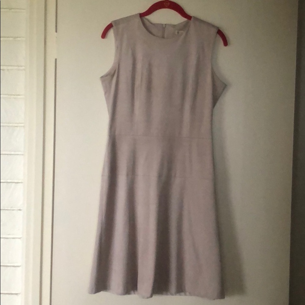 Faux Suede sleeveless dress, sz 2, light tan color